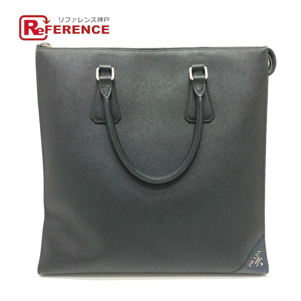 PRADA Logo Business Bag Handbag Tote Saffiano Leather Black